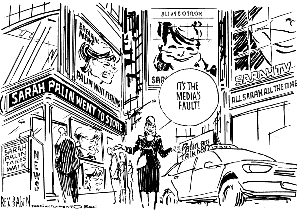Political/Editorial Cartoon by Rex Babin, Sacramento Bee on Palin Still Governor