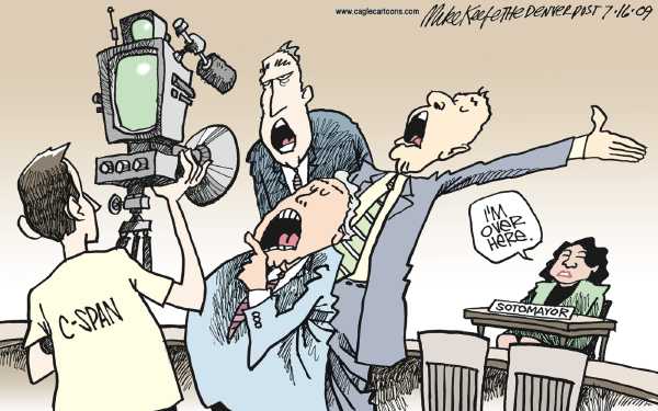 Political/Editorial Cartoon by Mike Keefe, Denver Post on GOP Grills Sotomayor