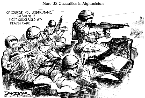 Political/Editorial Cartoon by Jeff Danziger, CWS/CartoonArts Intl. on Stakes Rise in Afghanistan