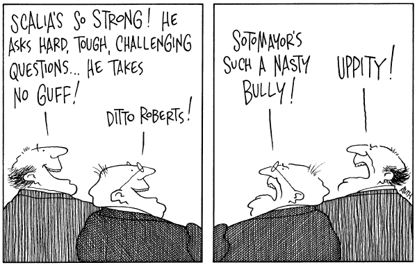 Political/Editorial Cartoon by Tony Auth, Philadelphia Inquirer on Sotomayor Fails to Impress