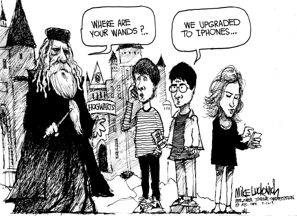 Political/Editorial Cartoon by Mike Luckovich, Atlanta Journal-Constitution on Technology Changing Ways of Life