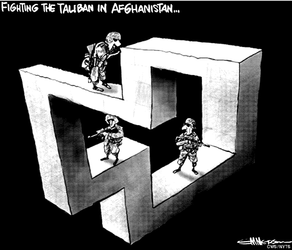 Political/Editorial Cartoon by Rod Emmerson, New Zealand Herald, Auckland on New Strategy in Afghanistan