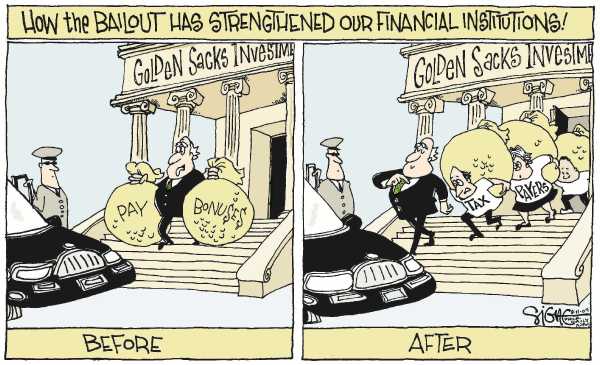 Political/Editorial Cartoon by Signe Wilkinson, Philadelphia Daily News on Economy Bouncing Back