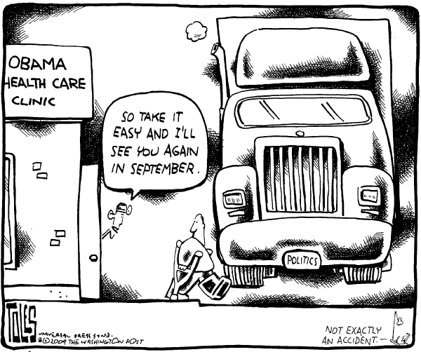 Political/Editorial Cartoon by Tom Toles, Washington Post on Health Care Reform Takes Step