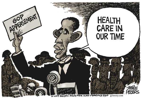 Political/Editorial Cartoon by Mike Peters, Dayton Daily News on President Compromises