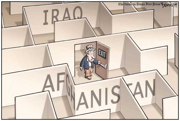 Political/Editorial Cartoon by Clay Bennett, Chattanooga Times Free Press on Progress in Afghanistan