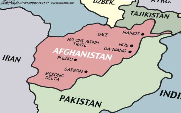 Political/Editorial Cartoon by Mike Keefe, Denver Post on US Casualties Up in Afghanistan