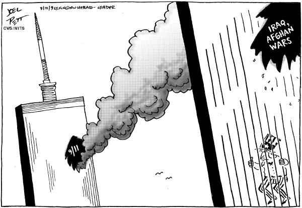Political/Editorial Cartoon by Joel Pett, Lexington Herald-Leader, CWS/CartoonArts Intl. on 9/11 Remembered