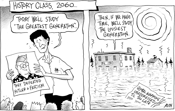 Political/Editorial Cartoon by Tony Auth, Philadelphia Inquirer on Global Warming to Be Addressed