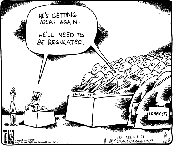 Political/Editorial Cartoon by Tom Toles, Washington Post on Dow Soars Past 10,000