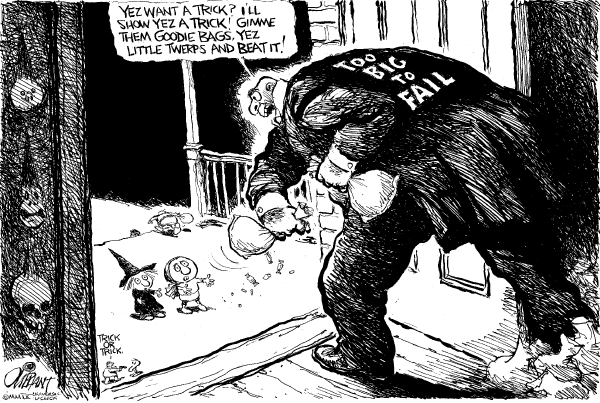 Political/Editorial Cartoon by Pat Oliphant, Universal Press Syndicate on US Economy Roaring