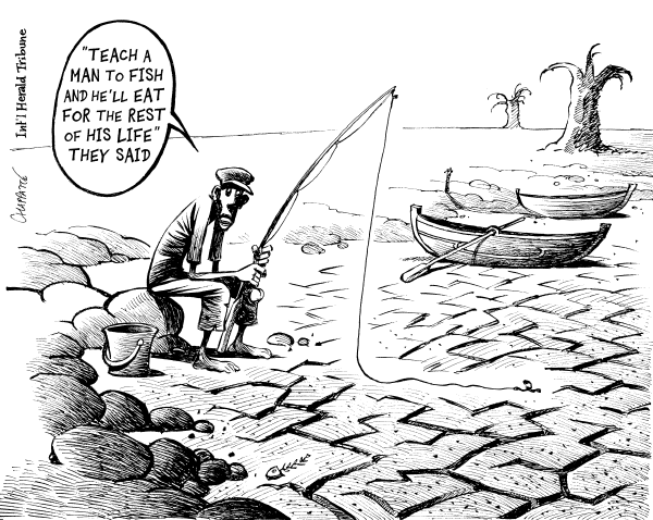 Political/Editorial Cartoon by Patrick Chappatte, International Herald Tribune on Environmental Concerns Dim