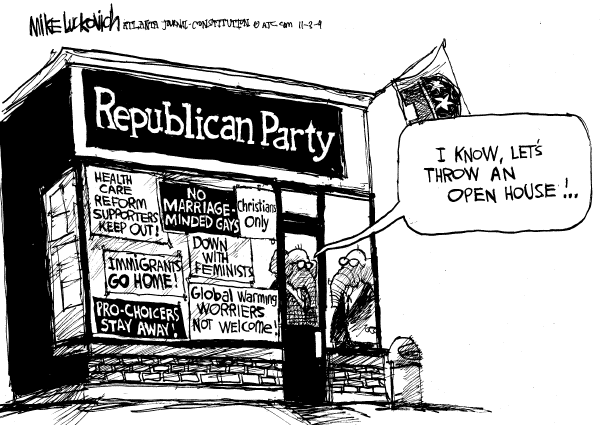 Political/Editorial Cartoon by Mike Luckovich, Atlanta Journal-Constitution on GOP Reaches Out