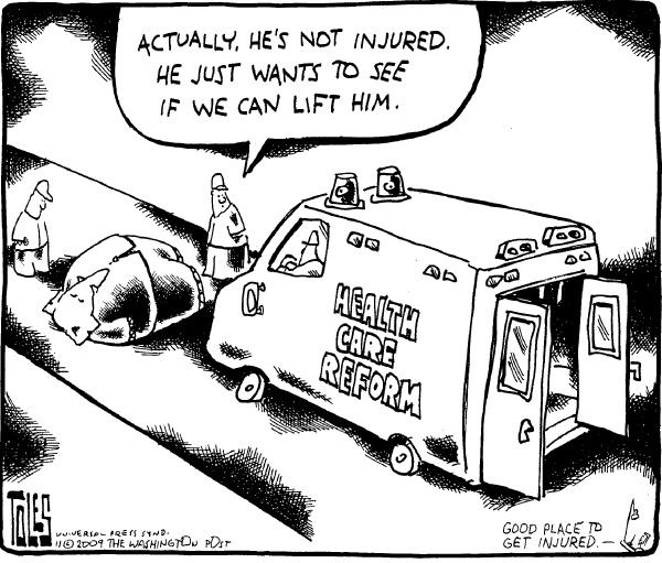 Political/Editorial Cartoon by Tom Toles, Washington Post on House Passes Health Bill