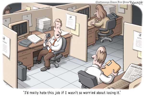 Political/Editorial Cartoon by Clay Bennett, Chattanooga Times Free Press on Economy Stabilizes