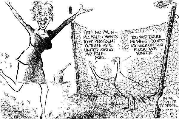 Political/Editorial Cartoon by Pat Oliphant, Universal Press Syndicate on Palin Goes on Tour