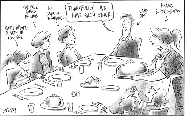Political/Editorial Cartoon by Tony Auth, Philadelphia Inquirer on Americans Begin Holiday Season