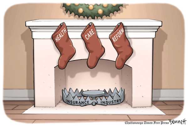Political/Editorial Cartoon by Clay Bennett, Chattanooga Times Free Press on Holiday Season in Full Swing