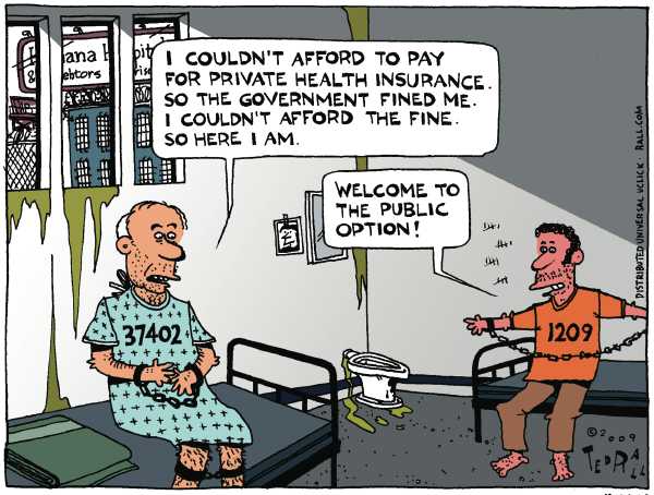 Political/Editorial Cartoon by Ted Rall on Senate Passes Health Care Bill