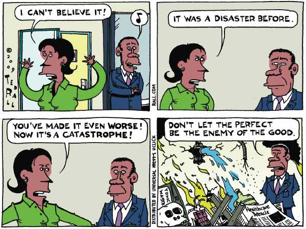 Political/Editorial Cartoon by Ted Rall on Senate Passes Health Care Bill