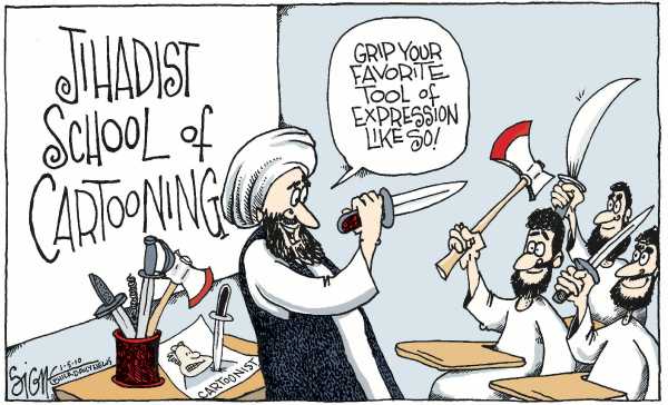 Political/Editorial Cartoon by Signe Wilkinson, Philadelphia Daily News on Cartooning Crisis Continues