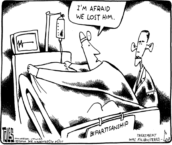 Political/Editorial Cartoon by Tom Toles, Washington Post on Public Option Devastated