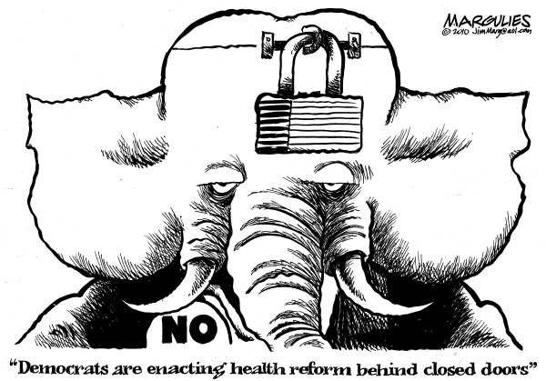 Political/Editorial Cartoon by Jimmy Margulies, The Record, New Jersey on Public Option Devastated