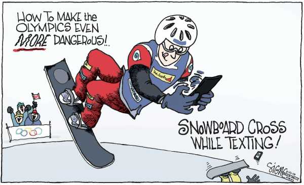 Political/Editorial Cartoon by Signe Wilkinson, Philadelphia Daily News on Winter Olympics Have New Look