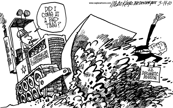 Political/Editorial Cartoon by Mike Keefe, Denver Post on Israel Announces Major Developments