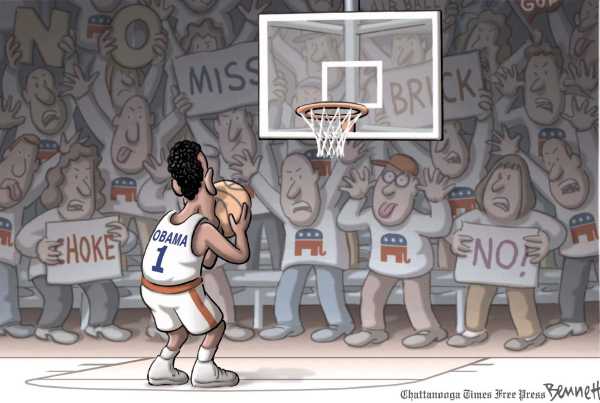 Political/Editorial Cartoon by Clay Bennett, Chattanooga Times Free Press on Obama Calls for Unity