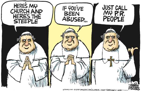 Political/Editorial Cartoon by Mike Peters, Dayton Daily News on Pope Acknowledges Abuse