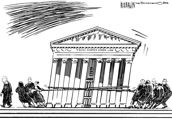 Political/Editorial Cartoon by Rex Babin, Sacramento Bee on Stevens’ Replacement Considered