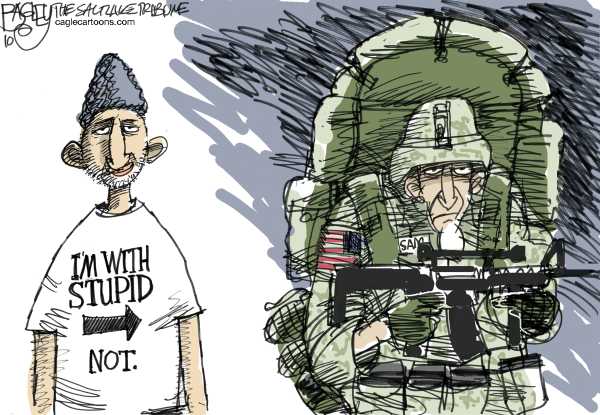Political/Editorial Cartoon by Pat Bagley, Salt Lake Tribune on War in Afghanistan Gets Tricky