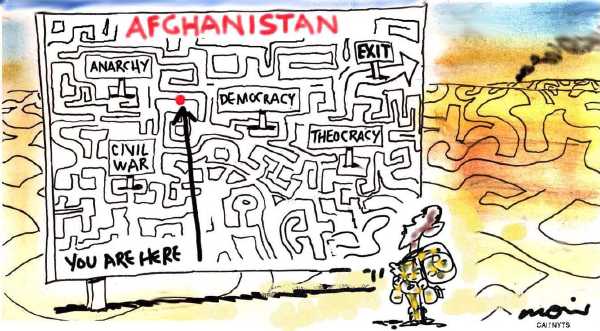 Political/Editorial Cartoon by Alan Moir, Sydney Morning Herald, Australia on War in Afghanistan Gets Tricky