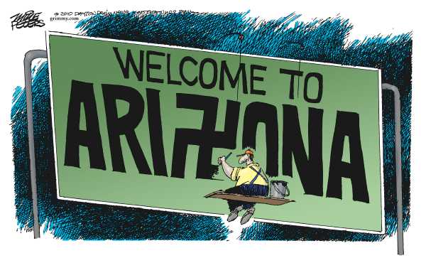 Political/Editorial Cartoon by Mike Peters, Dayton Daily News on Arizona Cracks Down