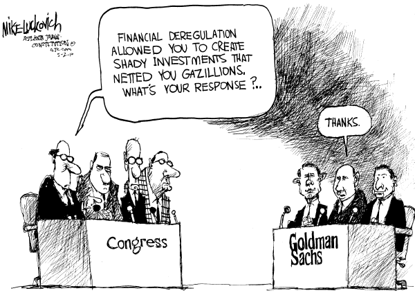 Political/Editorial Cartoon by Mike Luckovich, Atlanta Journal-Constitution on Congress Considers More Regulation