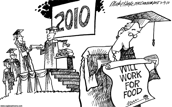 Political/Editorial Cartoon by Mike Keefe, Denver Post on Job Market Tightens