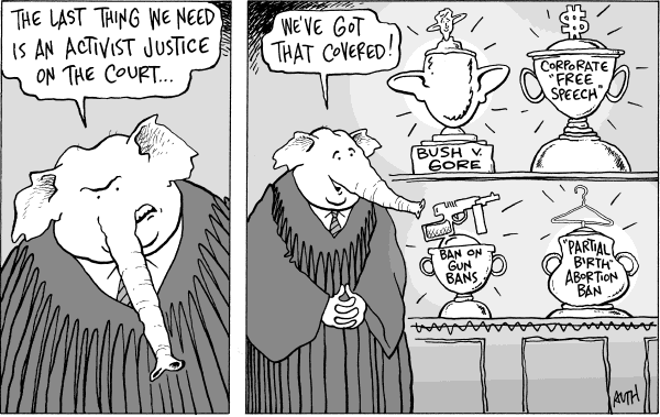 Political/Editorial Cartoon by Tony Auth, Philadelphia Inquirer on Court Confirmation Battle Looms