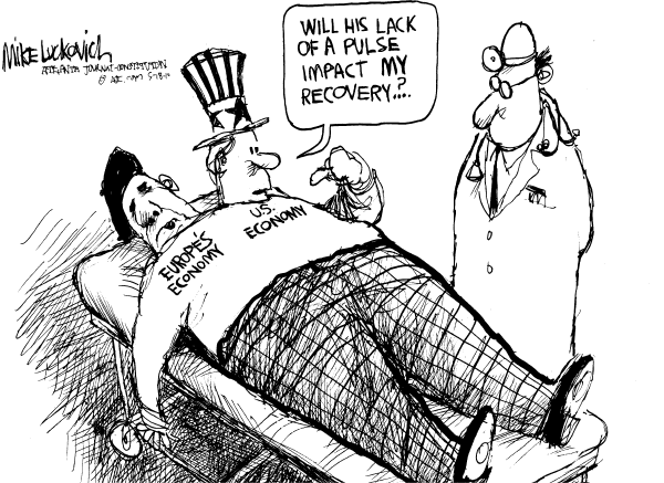 Political/Editorial Cartoon by Mike Luckovich, Atlanta Journal-Constitution on US Economy Sluggish