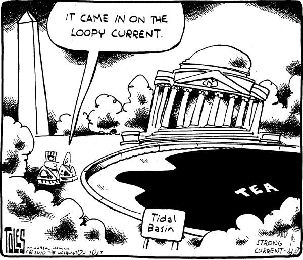 Political/Editorial Cartoon by Tom Toles, Washington Post on Tea Party Making Progress