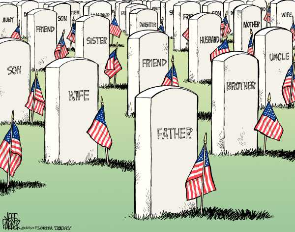 Political/Editorial Cartoon by Jeff Parker, Florida Today on US Dead Reaches 1,000 in Afghanistan