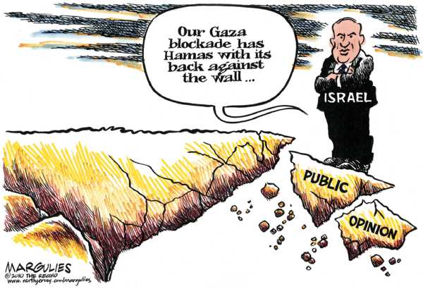 Political/Editorial Cartoon by Jimmy Margulies, The Record, New Jersey on Israel Defends Gaza Blockade