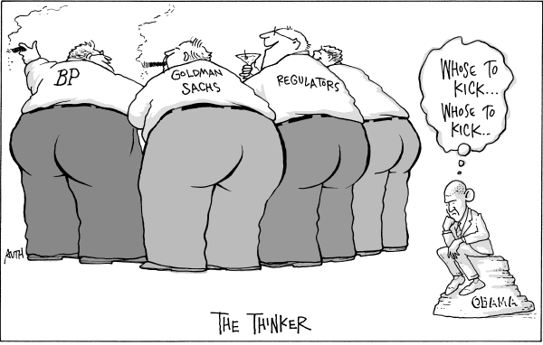 Political/Editorial Cartoon by Tony Auth, Philadelphia Inquirer on Obama Settles on Position