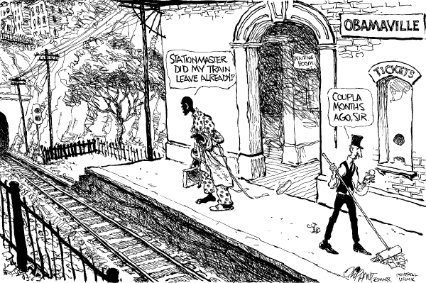 Political/Editorial Cartoon by Pat Oliphant, Universal Press Syndicate on President Searching For Answers