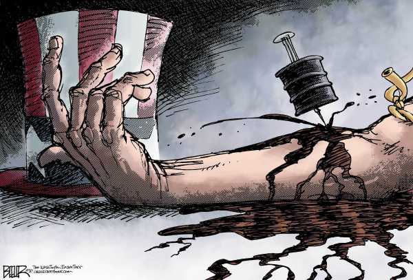 Political/Editorial Cartoon by Nate Beeler, Washington Examiner on Oil Spewing Rate Increasing