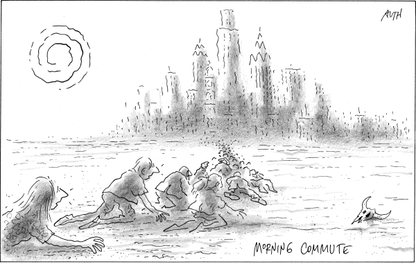 Political/Editorial Cartoon by Tony Auth, Philadelphia Inquirer on Heat Wave Stifles East