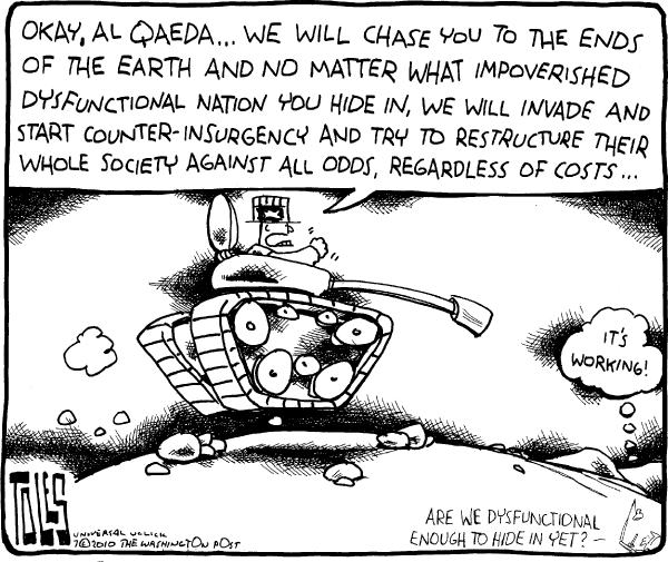 Political/Editorial Cartoon by Tom Toles, Washington Post on War On Terror Escalates