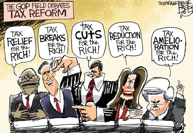 Political/Editorial Cartoon by Pat Bagley, Salt Lake Tribune on GOP Race Tightens