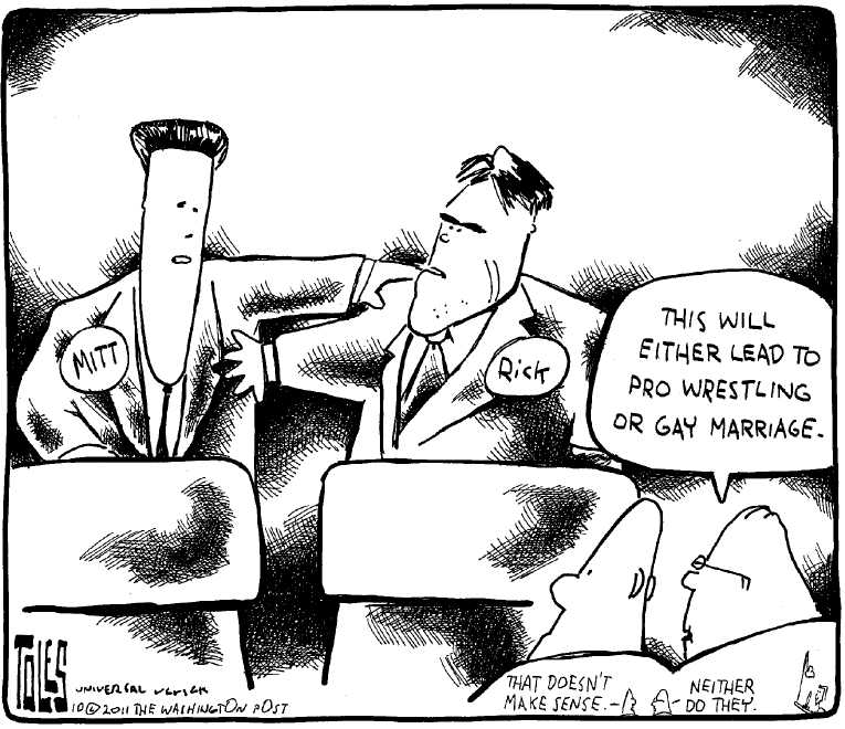Political/Editorial Cartoon by Tom Toles, Washington Post on GOP Race Tightens