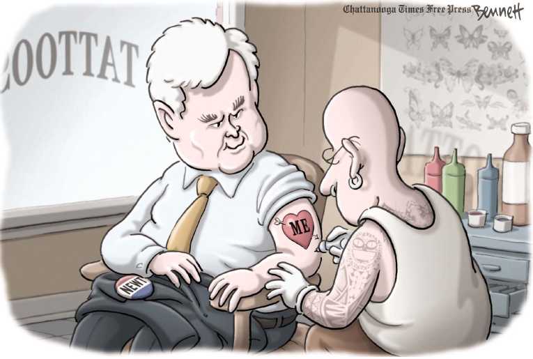Political/Editorial Cartoon by Clay Bennett, Chattanooga Times Free Press on New Front Runner Emerges